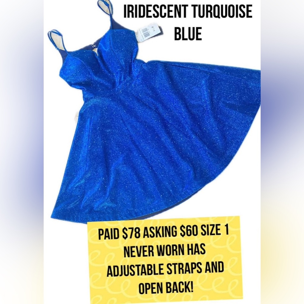 Formal iridescent turquoise blue Dress